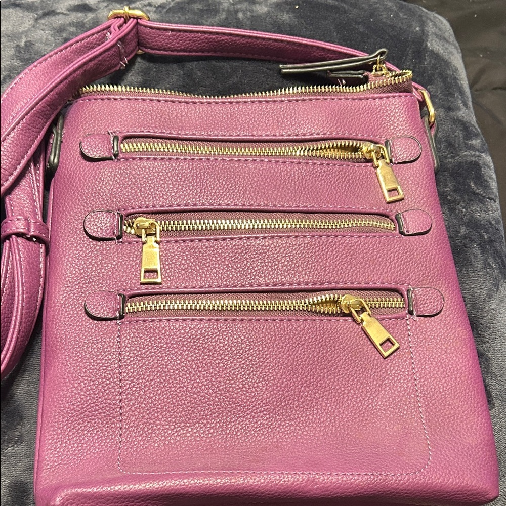 Purple Leather Crossbody Bag